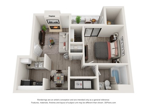 a 1 bedroom floorplan is shown in this illustration